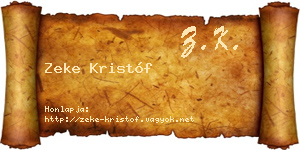 Zeke Kristóf névjegykártya